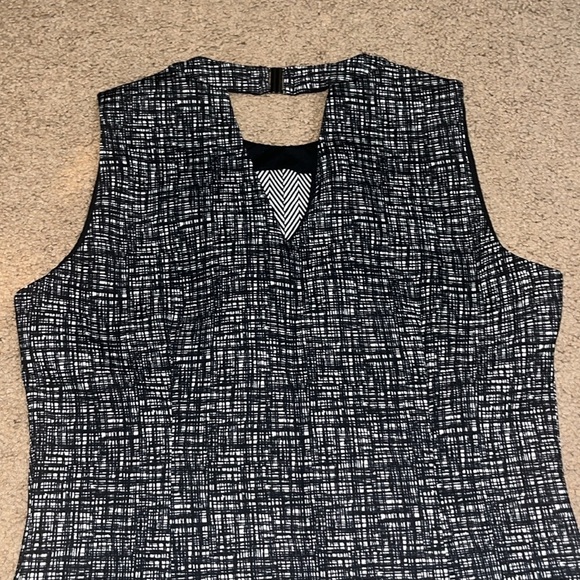 J. McLaughlin Barry Sleeveless Jewel Neck Montego Scuba Dress Black White Medium - Picture 5 of 8